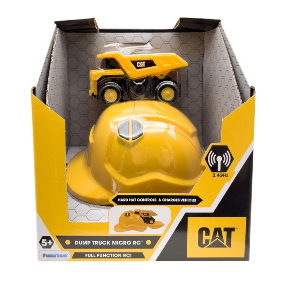 CAT Dump Truck Micro RC Toy Vehicles. Hard Hat Controls & Charges Car. Brand New